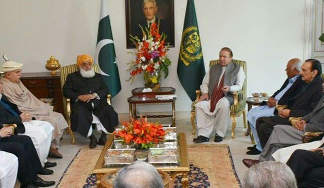 نواز شریف سے فضل الرحمان، محمود اچکزئی، حاصل بزنجو کی ملاقات