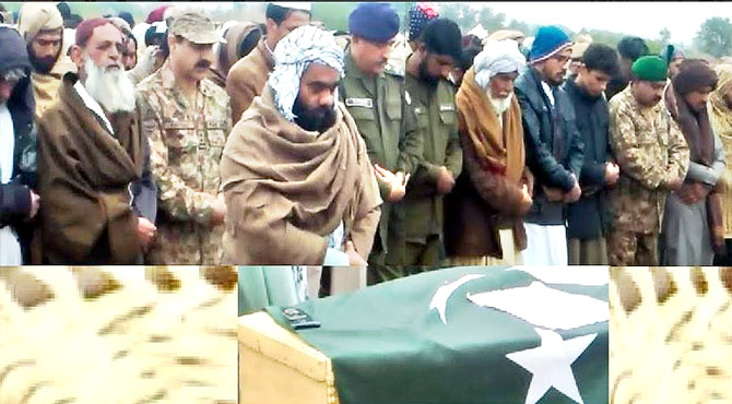 وطن پر جان نچھاور کرنیوالا پاک فوج کا شہید حوالدار فوجی اعزاز کیساتھ سپرد خاک