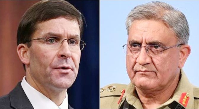 امریکی وزیر دفاع کا آرمی چیف کو فون پاکستانی تعاون کی تعریف افعان مفاہمتی عمل کا شکریہ