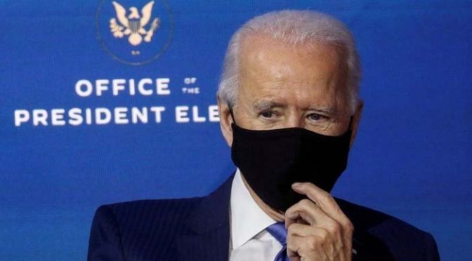اقتدار سنبھالتے ہی عوام کو 100 روز تک ماسک پہننے کی ہدایت کروں گا: جوبائیڈن