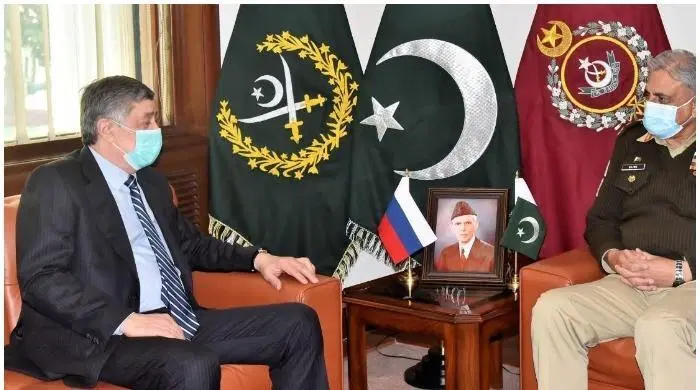 روسی صدر کے نمائندہ ضمیر کا بلوف کی ملاقات،پاکستان اور روس کا امن خطے کے مفاد میں ہے:آرمی چیف