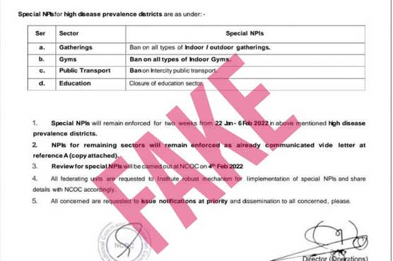 کورونا کی نئی پابندیاں کا جعلی نوٹیفکیشن سوشل میڈیا پر وائرل ہونے لگا