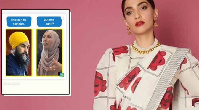 پگڑی پہن سکتے ہیں تو حجاب کیوں نہیں؟ سونم کپور کے سوال پر انتہا پسند مشتعل