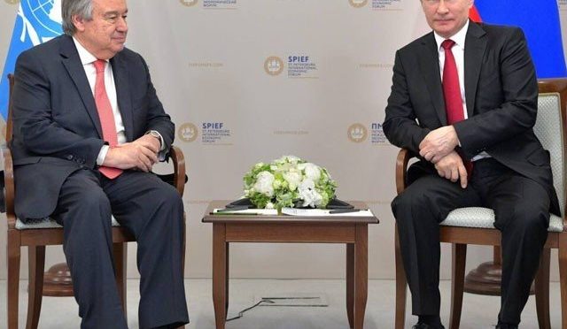 اقوام متحدہ کے سربراہ کی روسی صدر سے ملاقات میں اہم نکات پر اتفاق