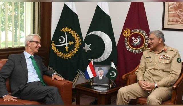 آرمی چیف جنرل قمر جاوید باجوہ سے ہالینڈ کے سفیر کی الوداعی ملاقات