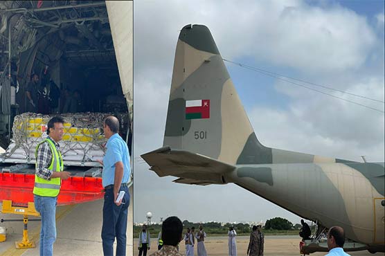 سیلاب زدگان کیلئے امدادی سامان لیکر عمان کی تیسری پرواز کراچی پہنچ گئی