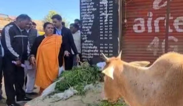 ’شراب نہیں دودھ پیو‘! بھارتی سیاستدان نے بار کے آگے گائے باندھ دی