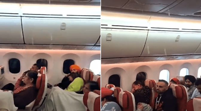 ایئر انڈیا کی پرواز میں طیارے کی چھت ٹپکنے لگی