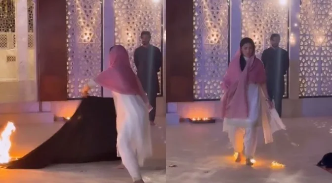 شوٹنگ کے دوران عائزہ خان آگ میں گھر گئی، بمشکل جان بچی
