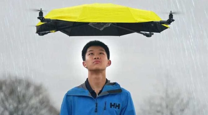 بارش کے دوران آپ کو گیلا ہونے سے بچانے کے لئے چھتری ڈرون تیار