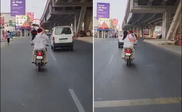 بیوی نے چلتی بائیک پر شوہر کو چپلوں سے پیٹا — ویڈیو وائرل
