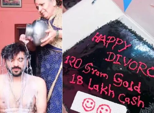 طلاق کا جشن: ماں نے بیٹے کو دودھ سے غسل دے دیا، ویڈیو وائرل