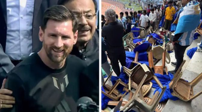 میسی کا دورہ بھارت، کولکتہ اسٹیڈیم میں10 منٹ قیام پر مداح مشتعل، توڑ پھوڑ کردی