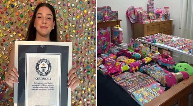 خاتون کا کارنامہ: 2656 شاپکنز کھلونے جمع کر کے گینیز ورلڈ ریکارڈ قائم