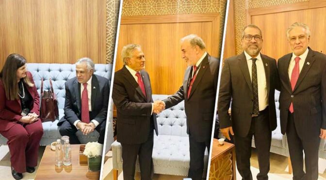 اسحاق ڈار کی مختلف ممالک کے وزرائے خارجہ سے ملاقاتیں
