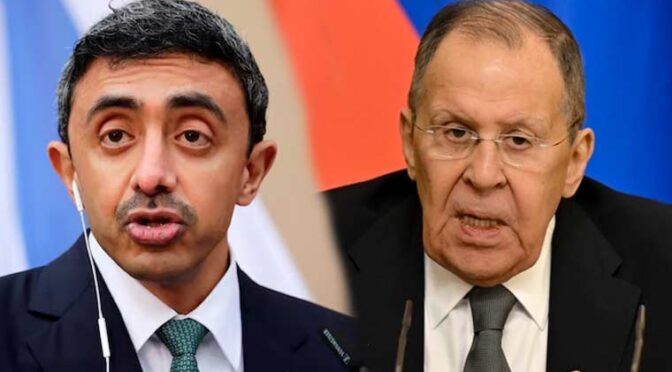 روسی و اماراتی وزرائے خارجہ کے درمیان رابطہ، مذاکرات تیز کرنے کا فیصلہ