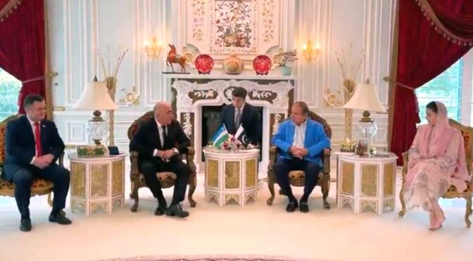 نواز شریف اور مریم نواز سے تاشقند کے گورنر کی وفد سمیت ملاقات