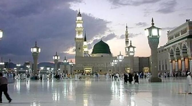 مدینہ منورہ میں باران رحمت،گنبد خضریٰ پر بارش کے روح پرور مناظر