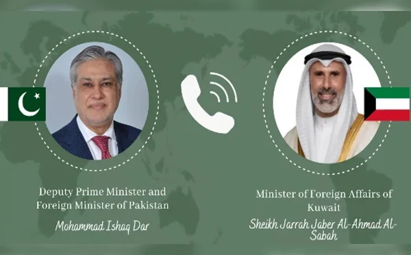 اسحاق ڈار اور کویتی وزیر خارجہ میں ٹیلیفونک رابطہ، امن کیلیے تعاون بڑھانے پر اتفاق