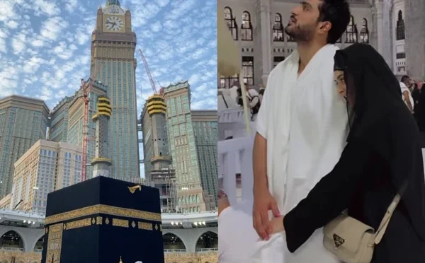 پاکستانی اداکار کی اہلیہ کیساتھ طواف کے دوران سرعام اظہار محبت، صارفین کی تنقید