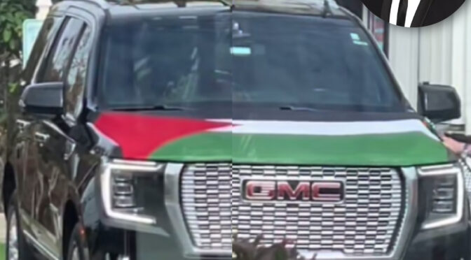 اداکار جیسن سٹیتھم نے اپنی گاڑی پر فلسطینی پرچم لگا دیا۔