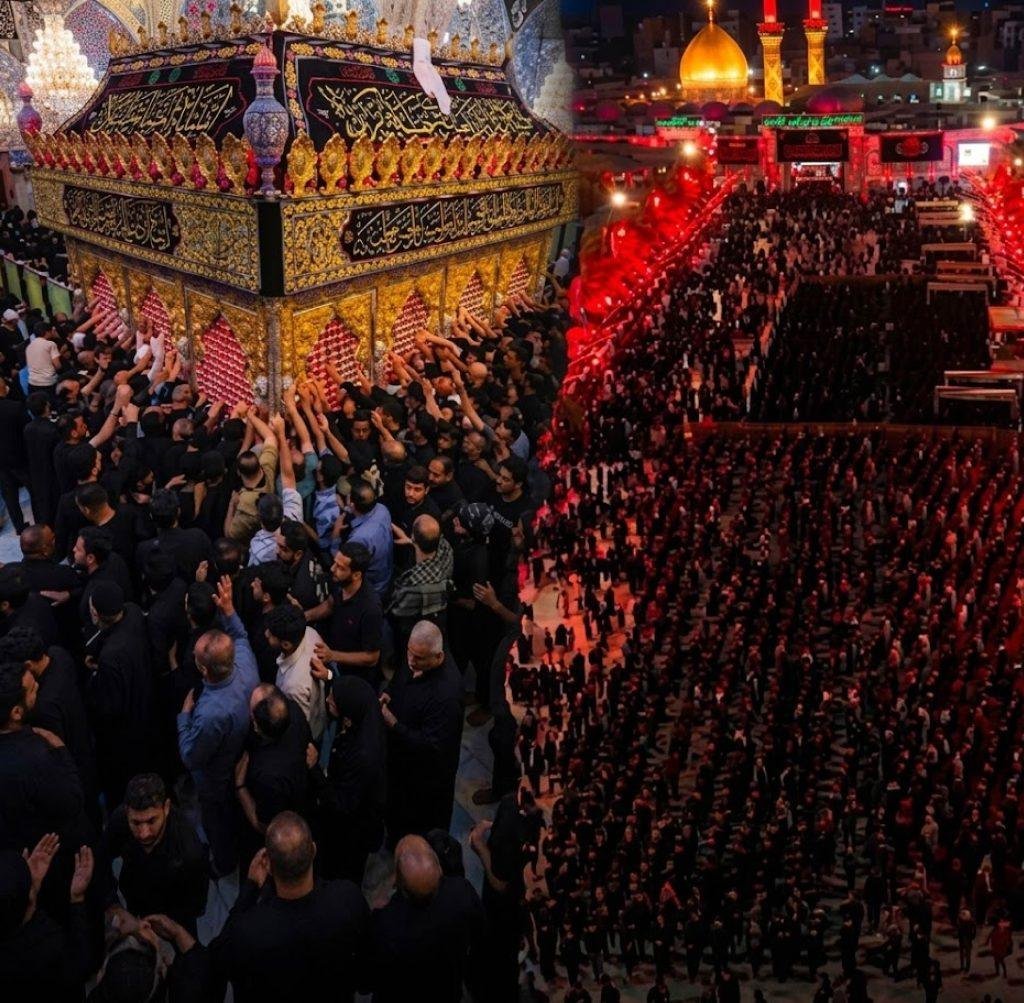 کربلا میں حضرت عباسؓ کے روضے پر مجالس و عزاداری کے لیے بڑی تعداد میں زائرین جمع
