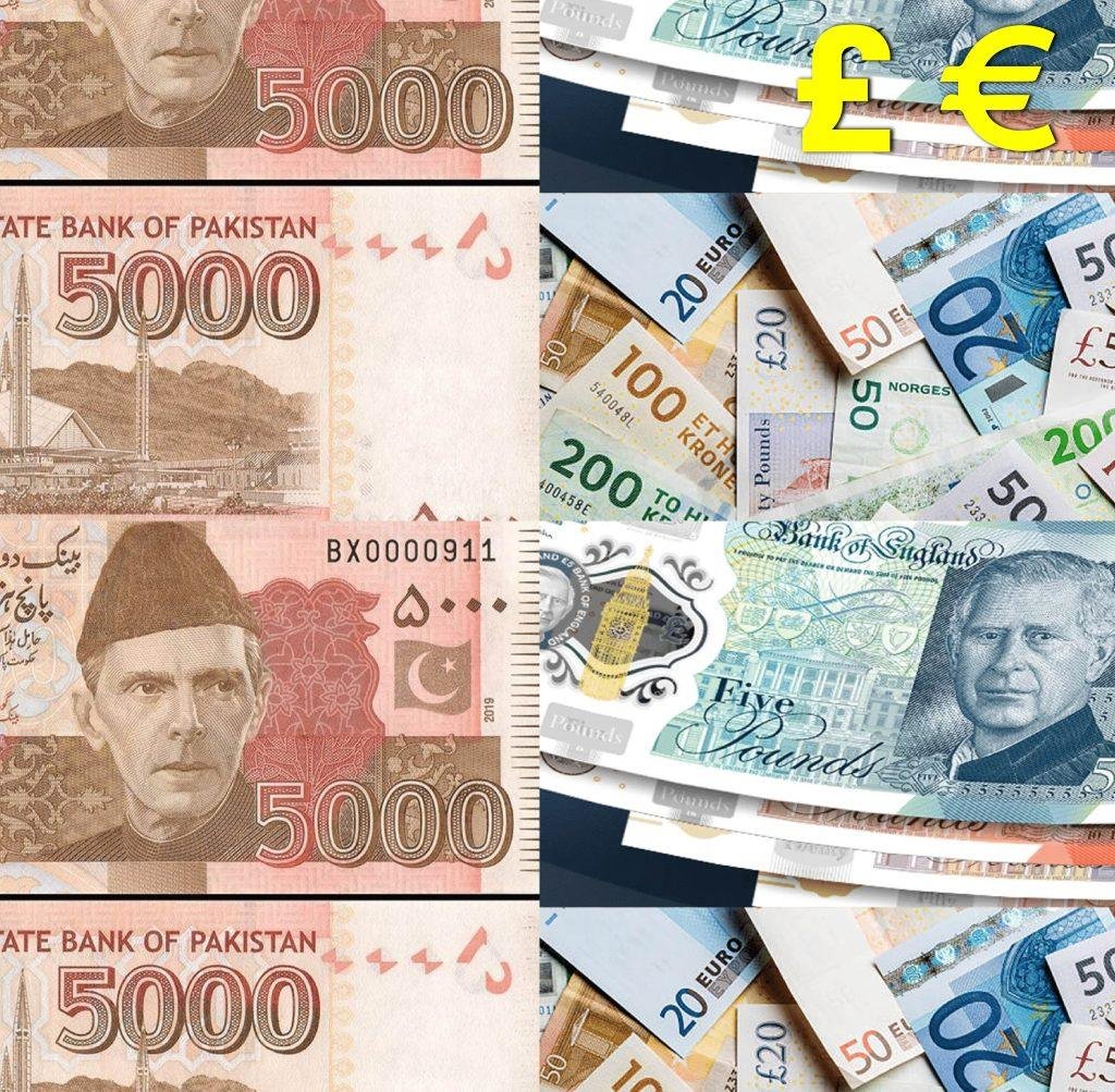 پاؤنڈ کی قدر میں کمی، 365 روپے تک گر گیا، یورو 380 روپے پر مستحکم