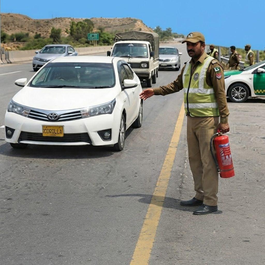 موٹروے پر 24 جون کے بعد فائر ایکسٹنگوئشر کے بغیر گاڑیوں کے خلاف کارروائی ہوگی۔