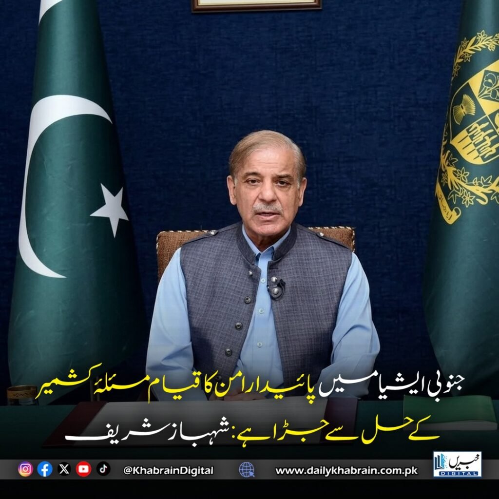 جنوبی ایشیا میں پائیدار امن کا قیام مسئلۂ کشمیر کے حل سے جڑا ہے: شہباز شریف