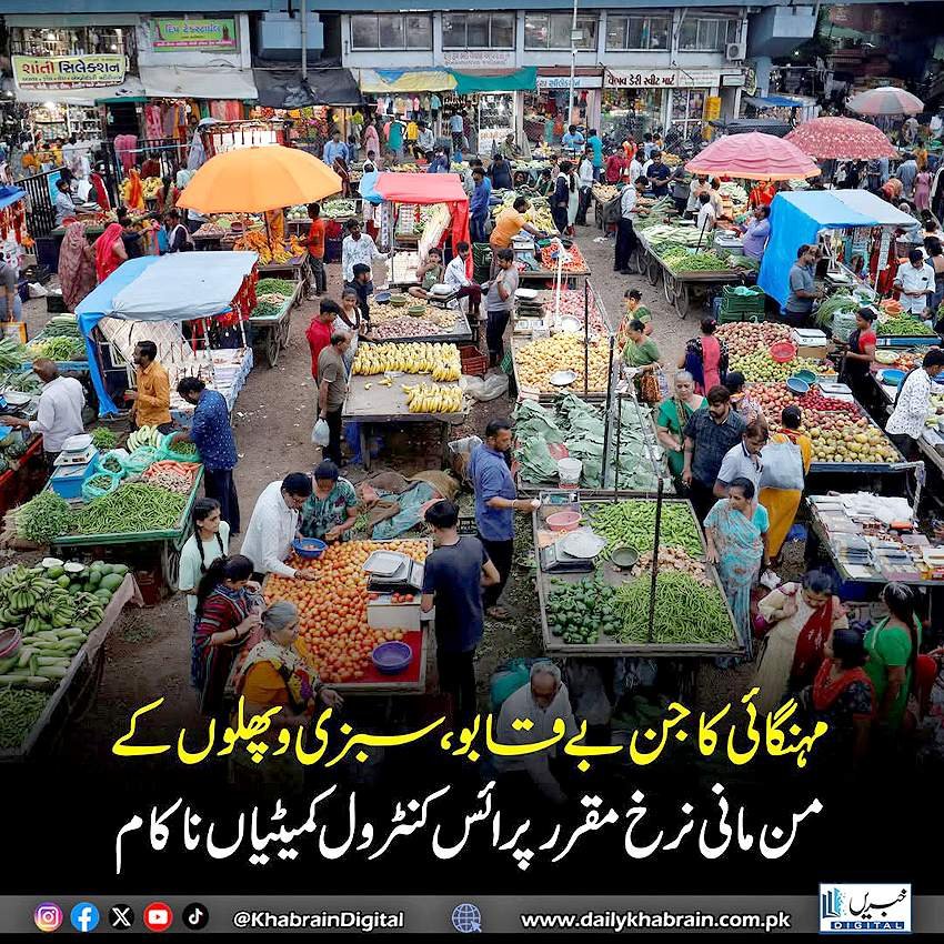 مہنگائی کا جن بے قابو سبزی پھلوں کے من مانی نرخ مقرر پعائس کنٹرول کمیٹیاں ناکام