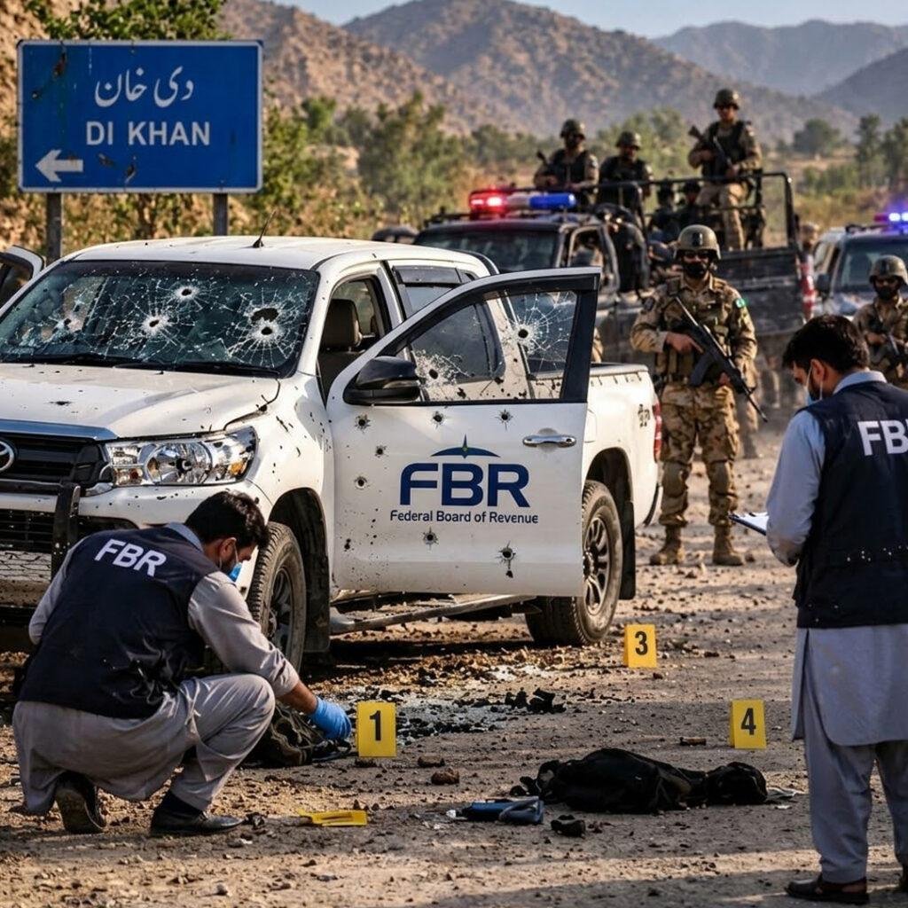 ڈی آئی خان میں فائرنگ، 4 ایف بی آر اہلکار شہید